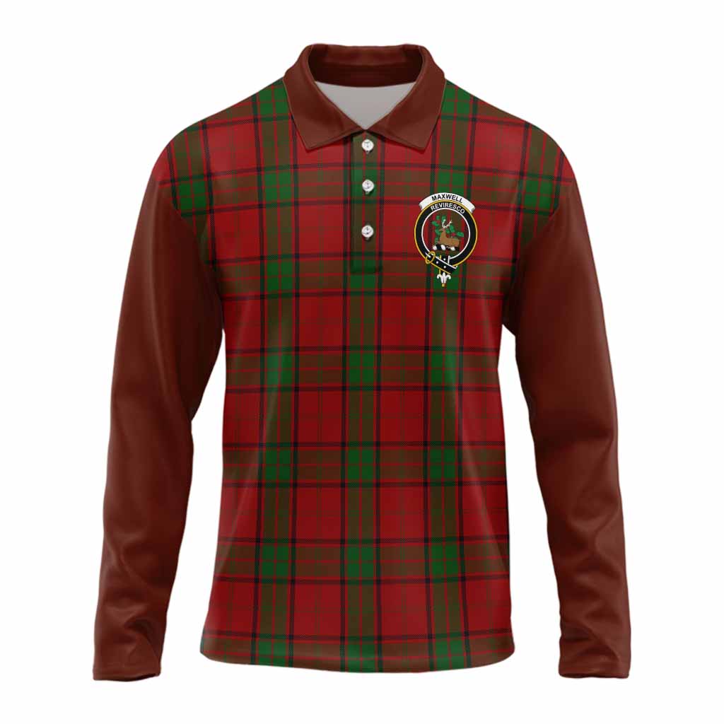 Maxwell Tartan Accent Long Sleeve Polo Shirt with Family Crest