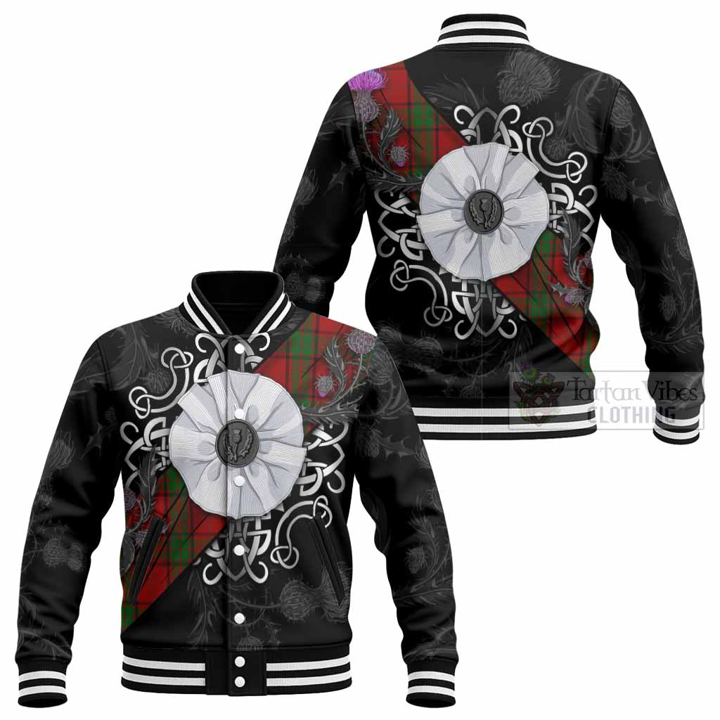 Maxwell Tartan Baseball Jacket Jacobite White Rose - Tartan Vibes Clothing