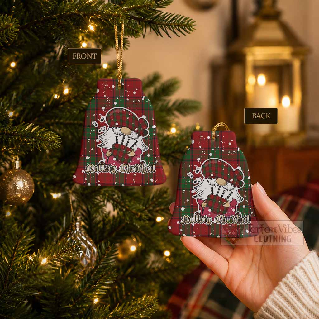 Maxwell Tartan Ceramic Bell Ornament Gnome Bagpiper - Chistmas Tree Decor - Tartan Vibes Clothing