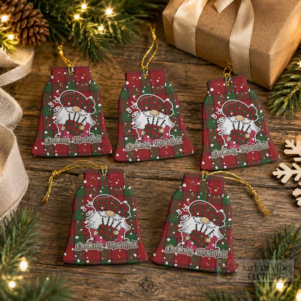 Maxwell Tartan Ceramic Bell Ornament Gnome Bagpiper - Chistmas Tree Decor Pack of 5 - Tartan Vibes Clothing