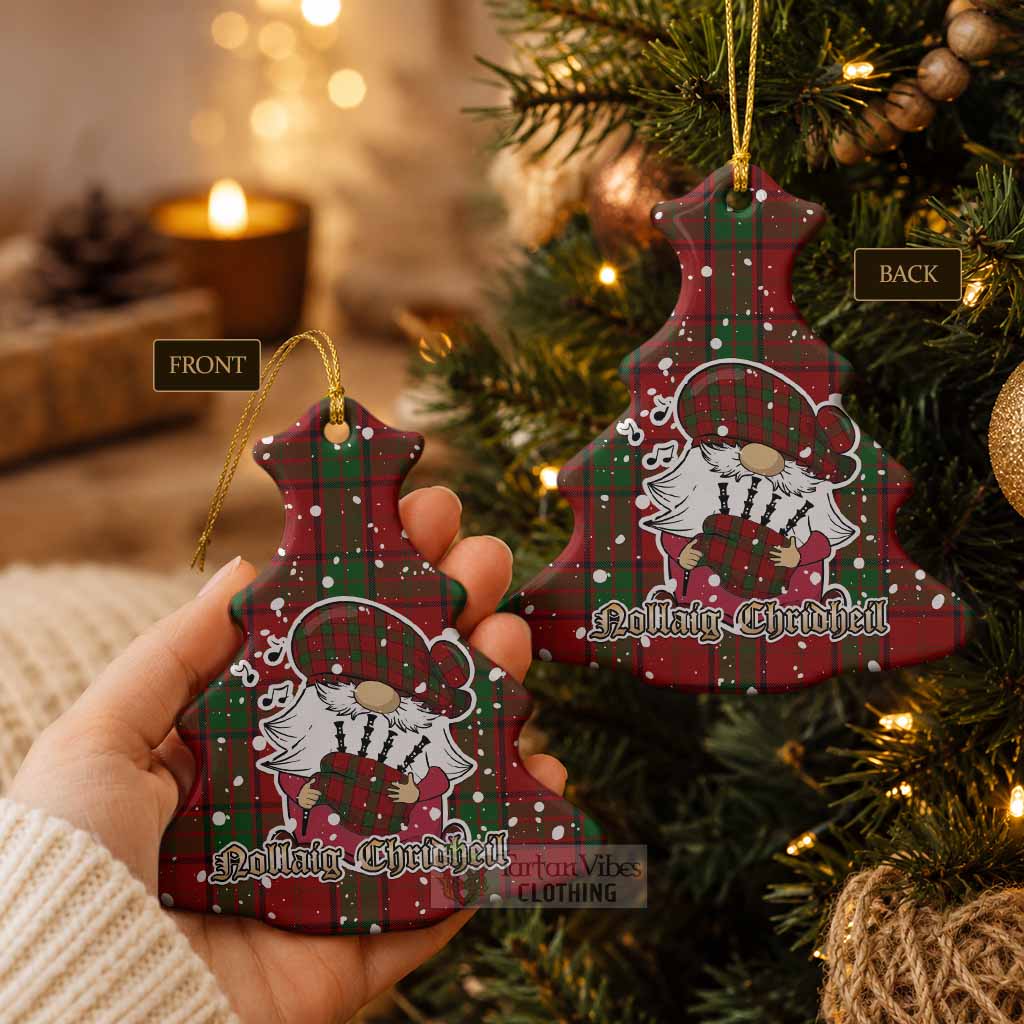 Maxwell Tartan Ceramic Christmas Tree Ornament Gnome Bagpiper - Chistmas Tree Decor - Tartan Vibes Clothing