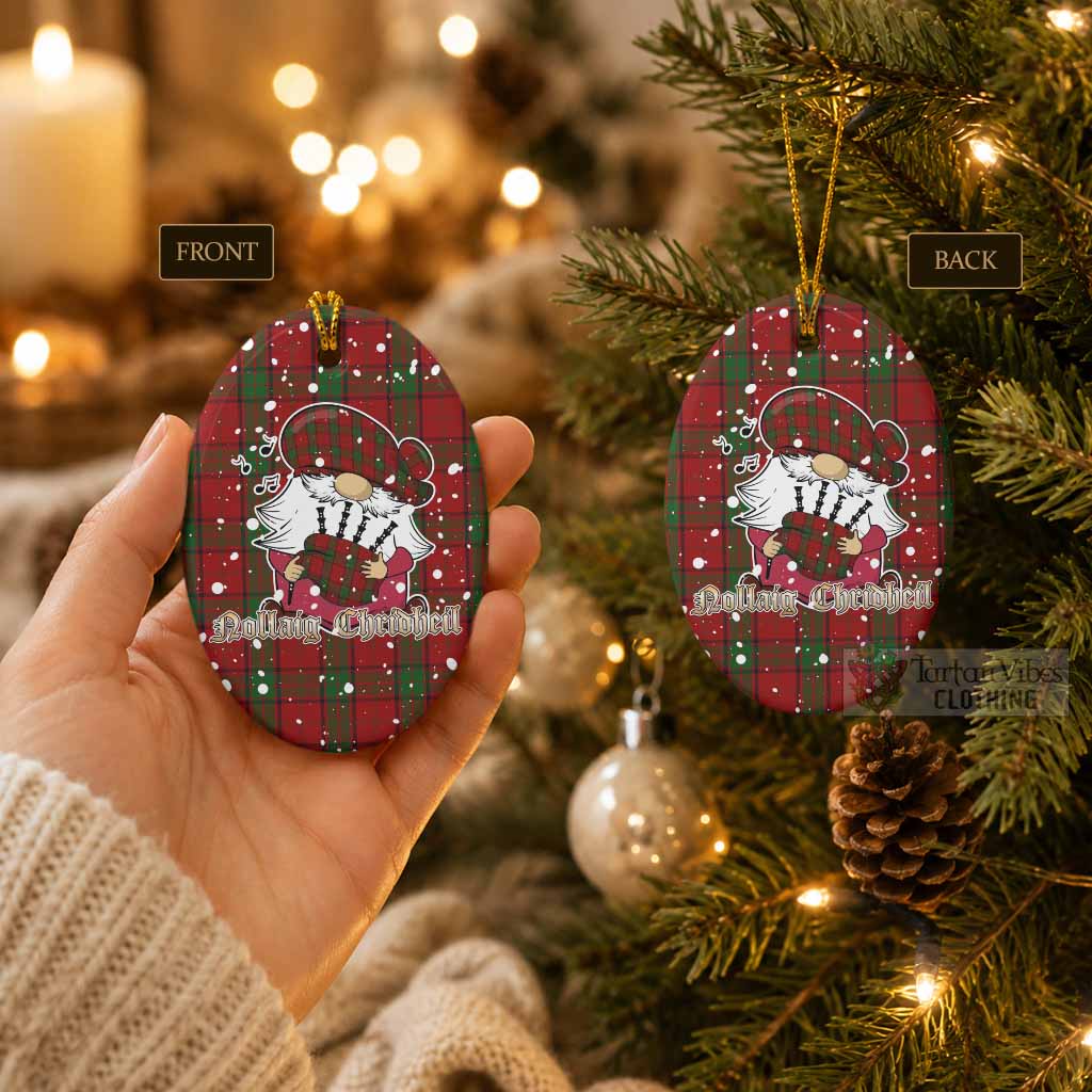 Maxwell Tartan Ceramic Oval Ornament Gnome Bagpiper - Chistmas Tree Decor - Tartan Vibes Clothing