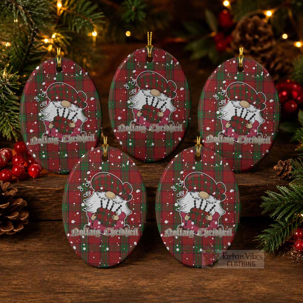 Maxwell Tartan Ceramic Oval Ornament Gnome Bagpiper - Chistmas Tree Decor Pack of 5 - Tartan Vibes Clothing