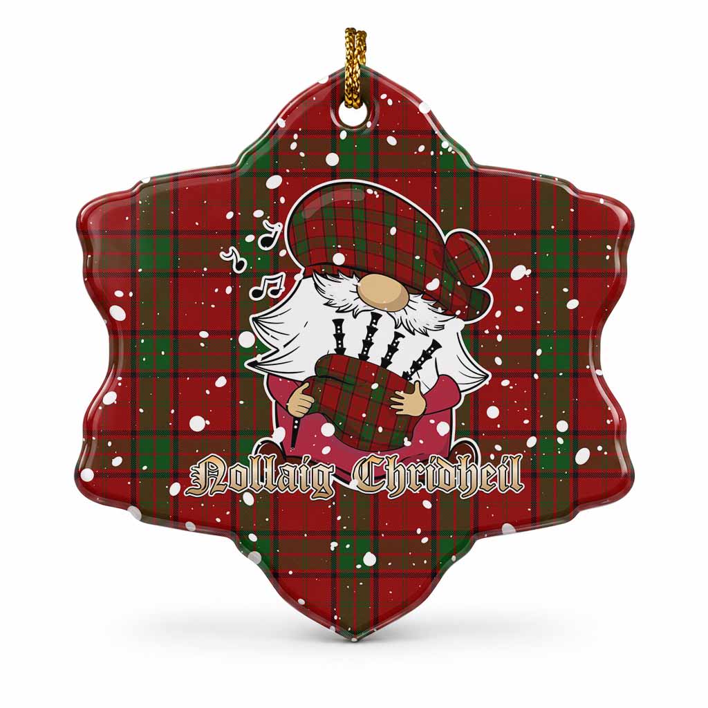 Maxwell Tartan Ceramic Snow Flake Ornament Gnome Bagpiper - Chistmas Tree Decor 1 Piece - Tartan Vibes Clothing