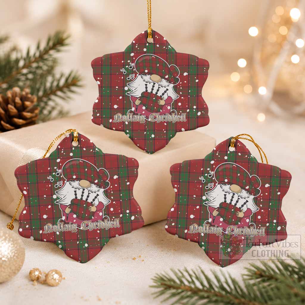 Maxwell Tartan Ceramic Snow Flake Ornament Gnome Bagpiper - Chistmas Tree Decor Pack of 3 - Tartan Vibes Clothing