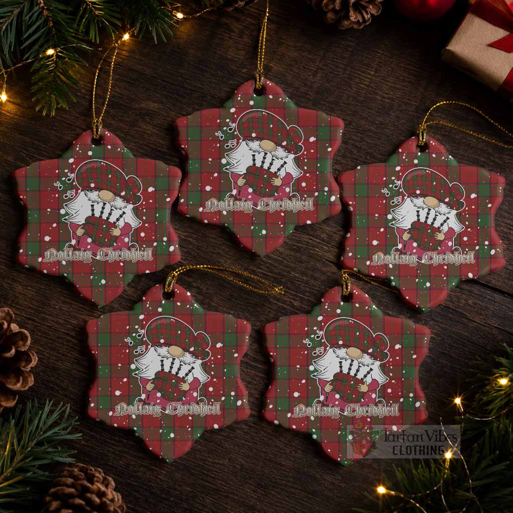 Maxwell Tartan Ceramic Snow Flake Ornament Gnome Bagpiper - Chistmas Tree Decor Pack of 5 - Tartan Vibes Clothing