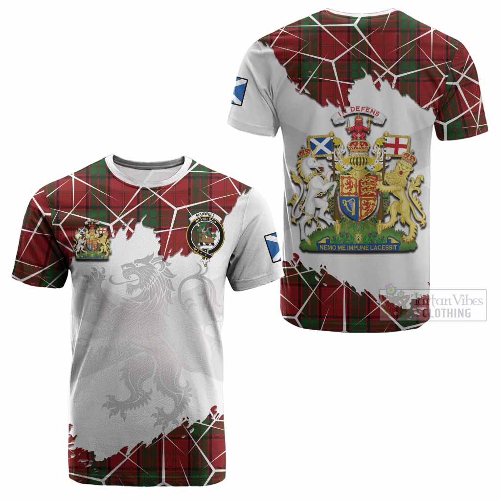 Maxwell Tartan Cotton T-shirt with Family Crest and Lion Rampant Grunge Style
