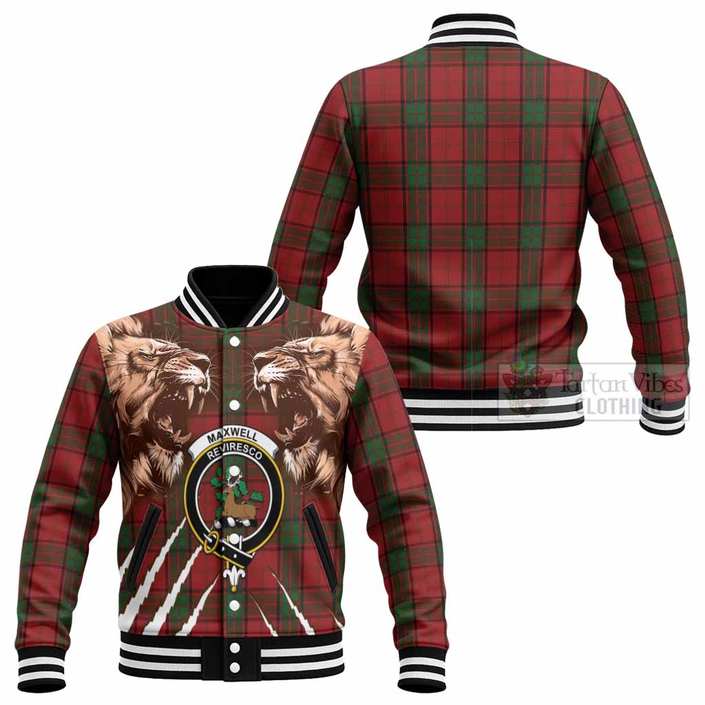 Maxwell Tartan Crest Baseball Jacket Ferocious Lion Style - Tartan Vibes Clothing