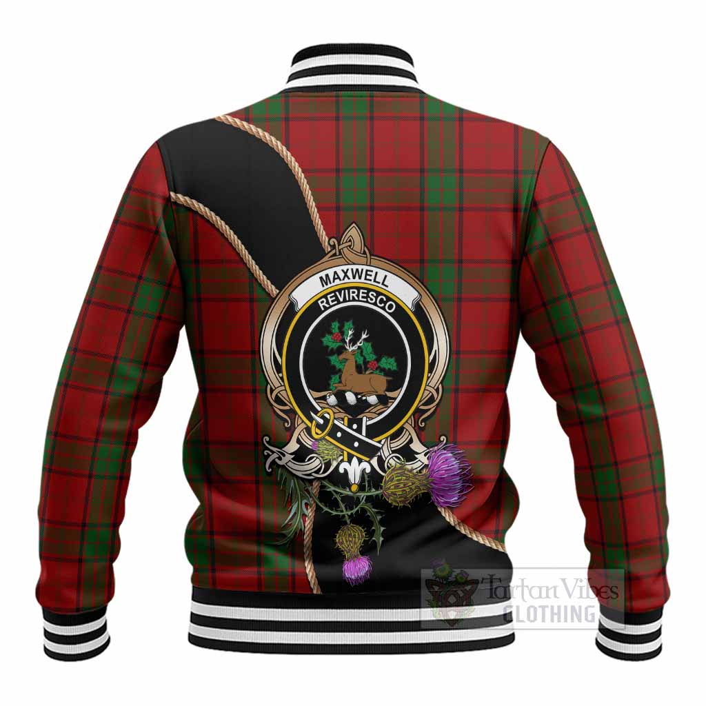 Maxwell Tartan Crest Baseball Jacket Scottish Thistle Spirit
