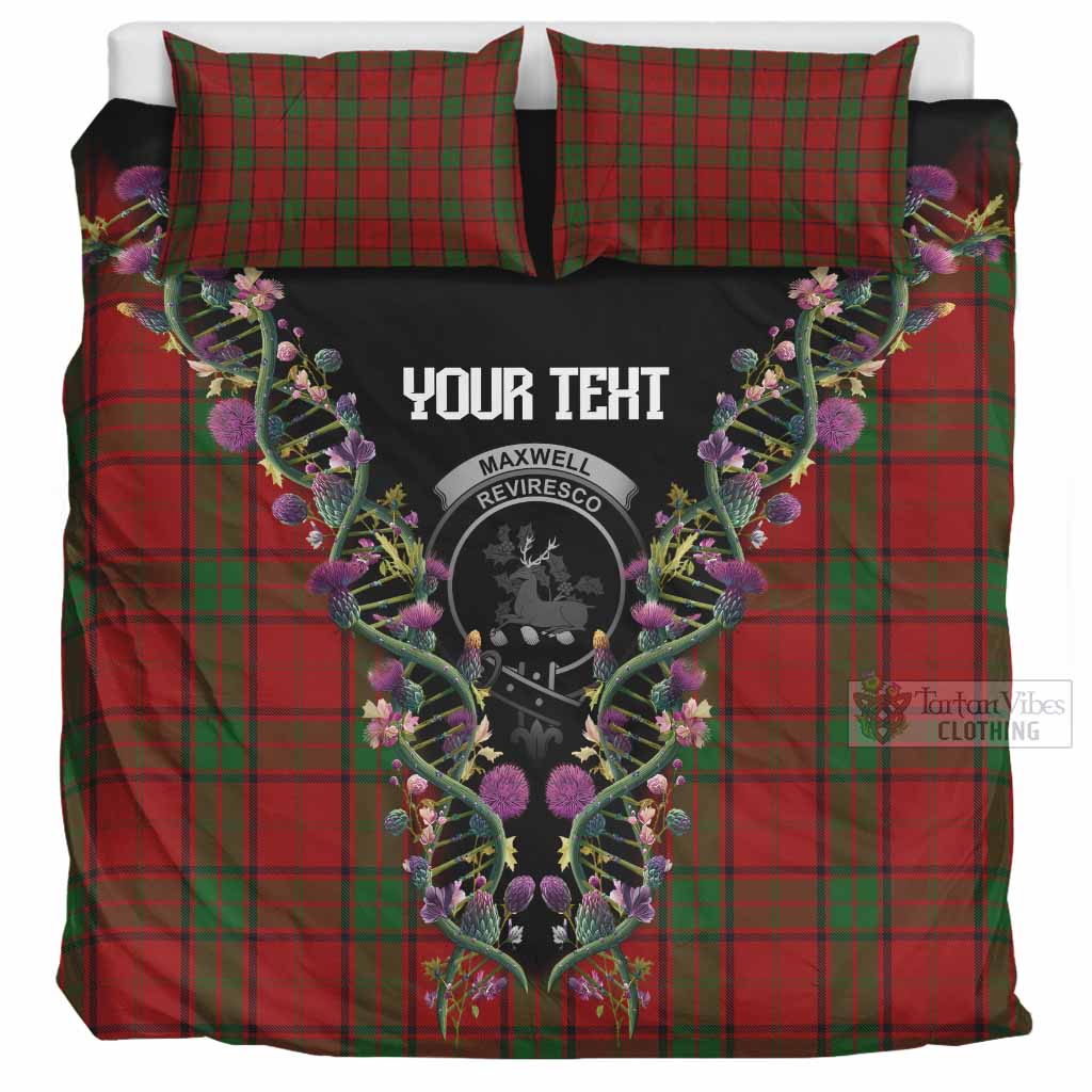 Maxwell Tartan Crest Bedding Set Scottish Heritage Thistle DNA