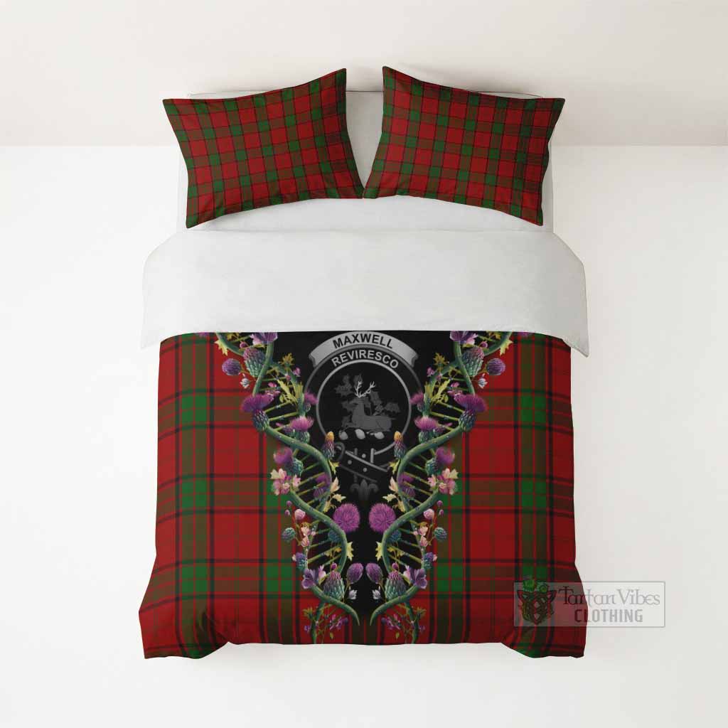 Maxwell Tartan Crest Bedding Set Scottish Heritage Thistle DNA