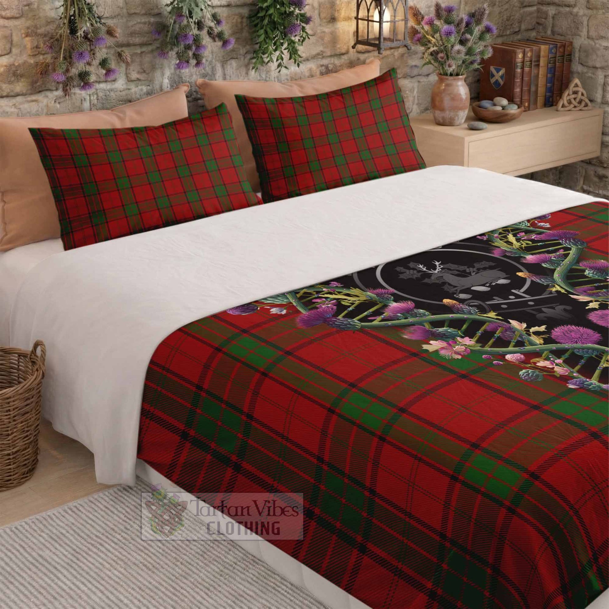 Maxwell Tartan Crest Bedding Set Scottish Heritage Thistle DNA