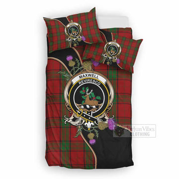 Maxwell Tartan Crest Bedding Set Scottish Thistle Spirit UK Bedding Set UK Double 79*79 inch - Tartan Vibes Clothing