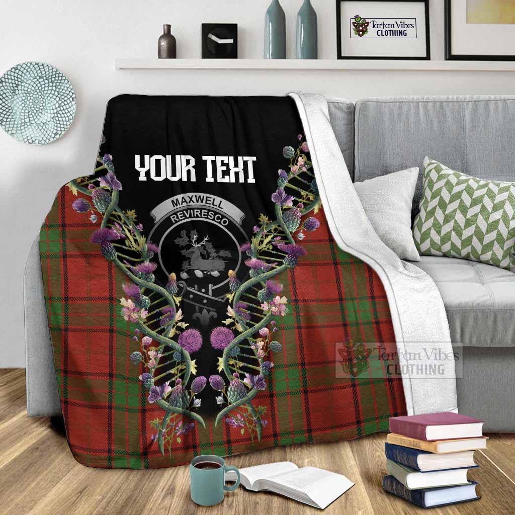 Maxwell Tartan Crest Blanket Scottish Heritage Thistle DNA