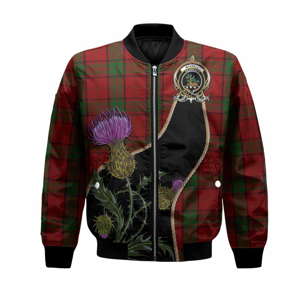 Maxwell Tartan Crest Bomber Jacket Scottish Thistle Spirit