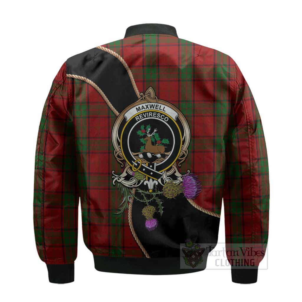 Maxwell Tartan Crest Bomber Jacket Scottish Thistle Spirit