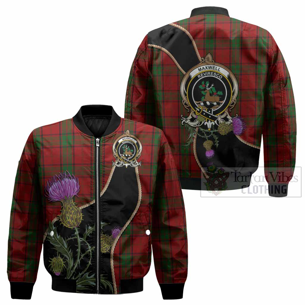 Maxwell Tartan Crest Bomber Jacket Scottish Thistle Spirit