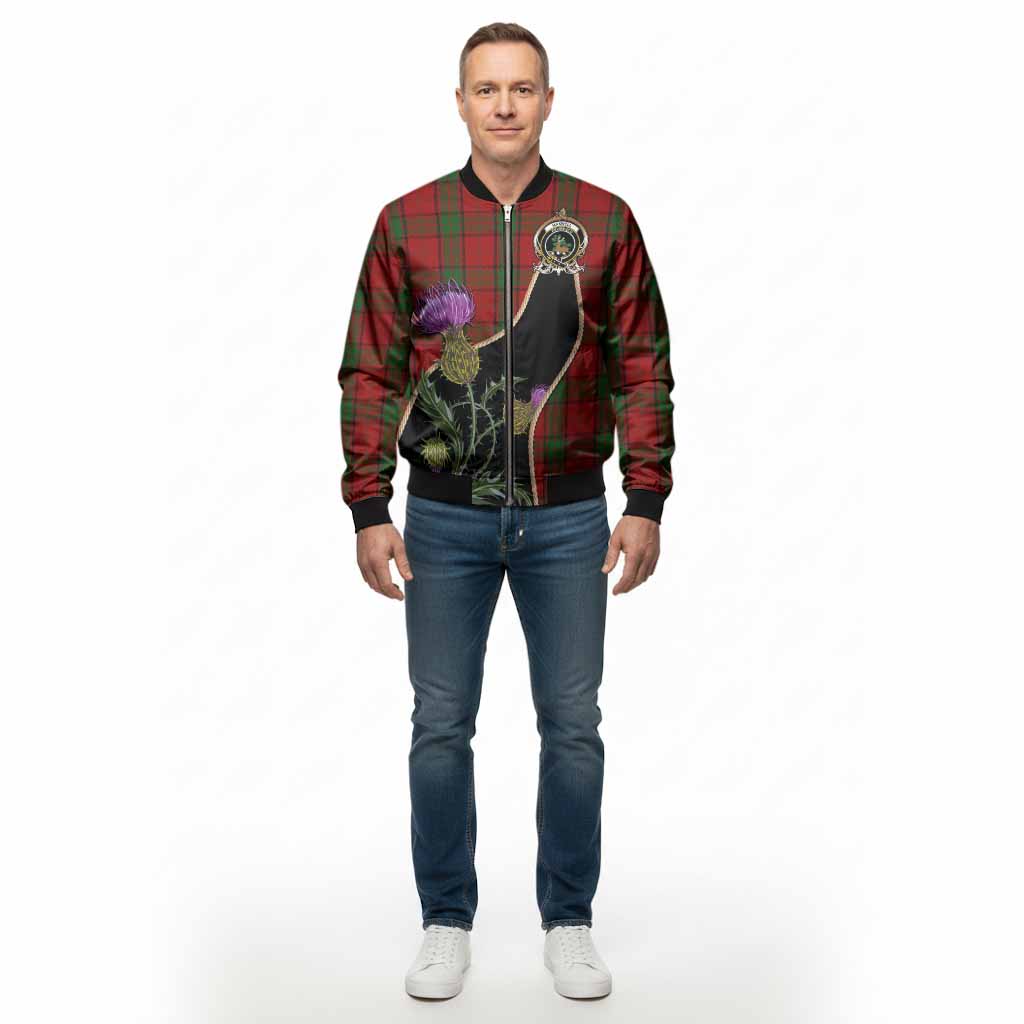 Maxwell Tartan Crest Bomber Jacket Scottish Thistle Spirit