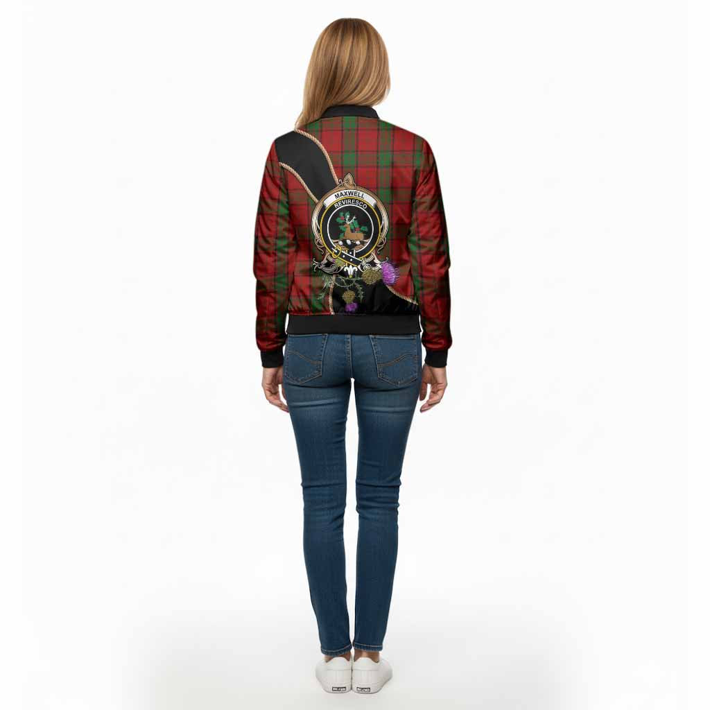 Maxwell Tartan Crest Bomber Jacket Scottish Thistle Spirit
