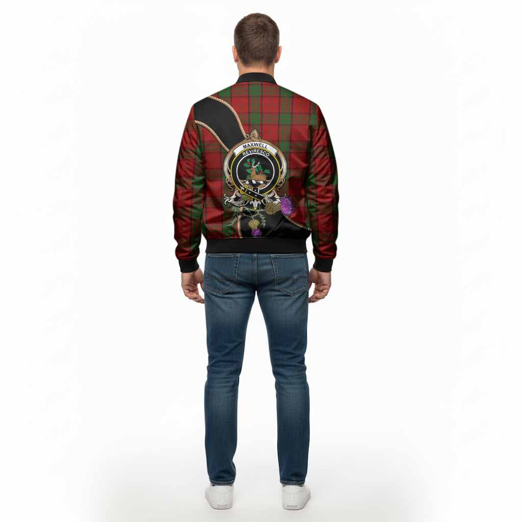 Maxwell Tartan Crest Bomber Jacket Scottish Thistle Spirit