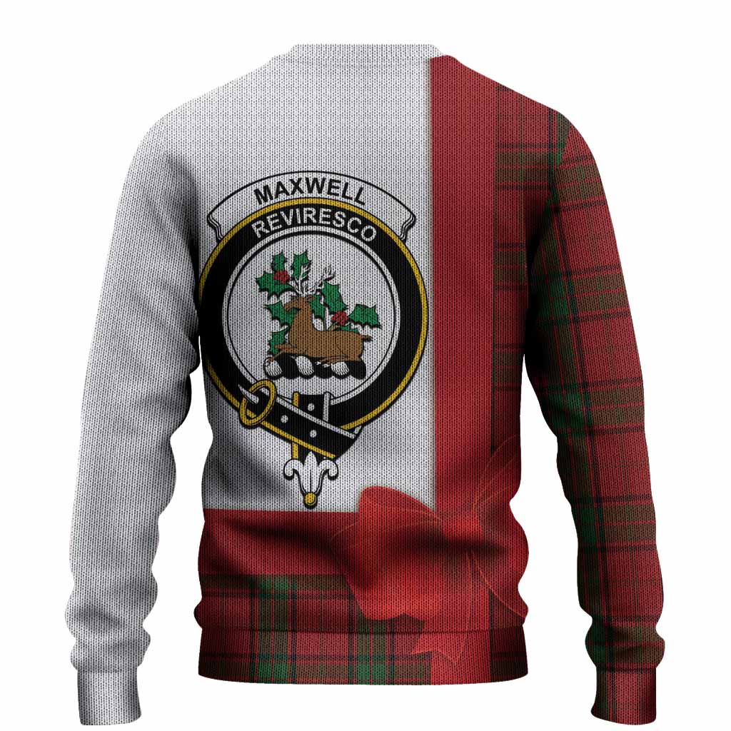 Maxwell Tartan Crest Christmas Christmas Ugly Sweater Highland Cow Bagpipes Coquette Bow Style