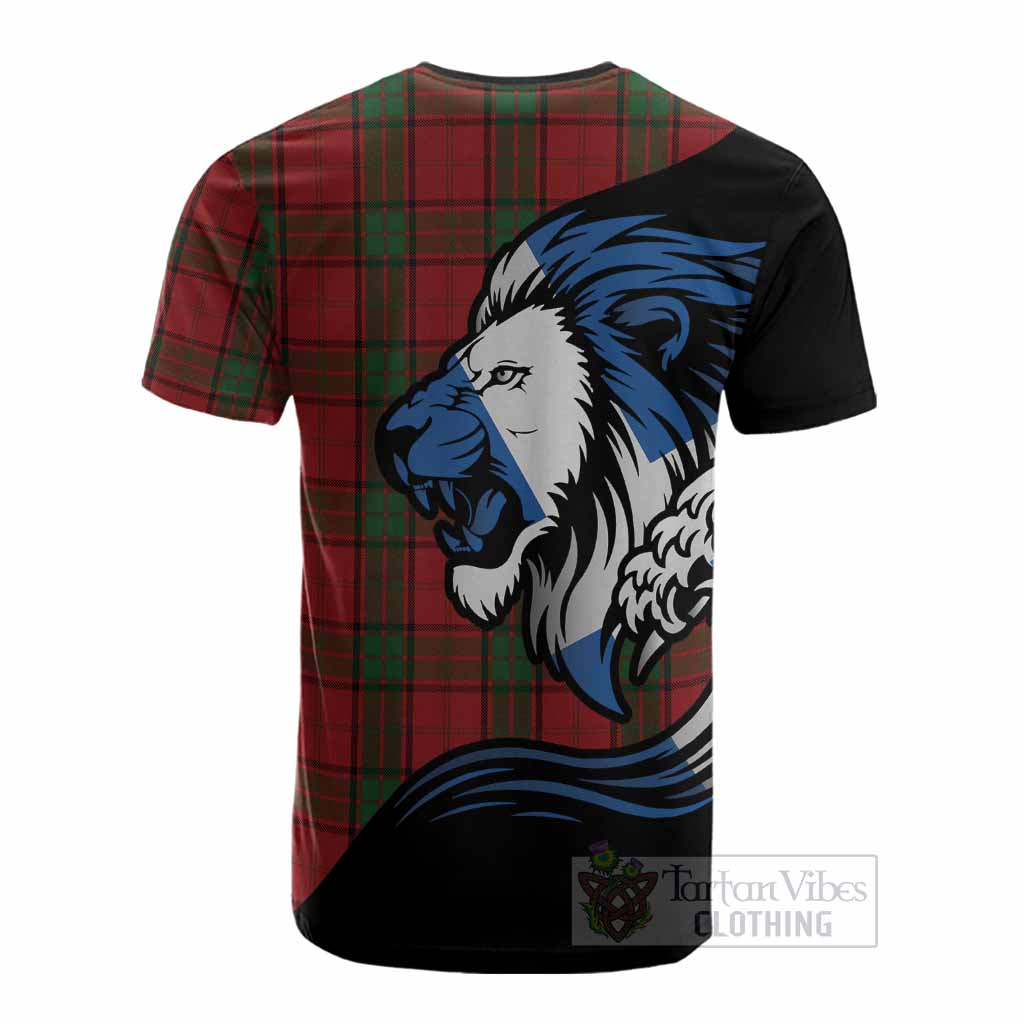 Maxwell Tartan Crest Cotton T-shirt Scottish Golden Lions Wave Flow