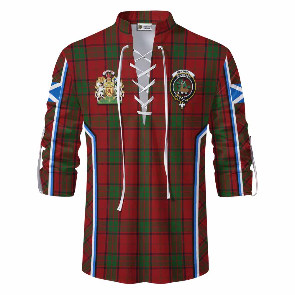 Maxwell Tartan Crest Ghillie Kilt Shirt Scotland Coat of Arm Flag Style - Tartan Vibes Clothing