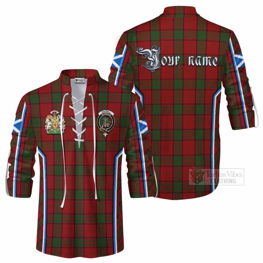 Maxwell Tartan Crest Ghillie Kilt Shirt Scotland Coat of Arm Flag Style - Tartan Vibes Clothing
