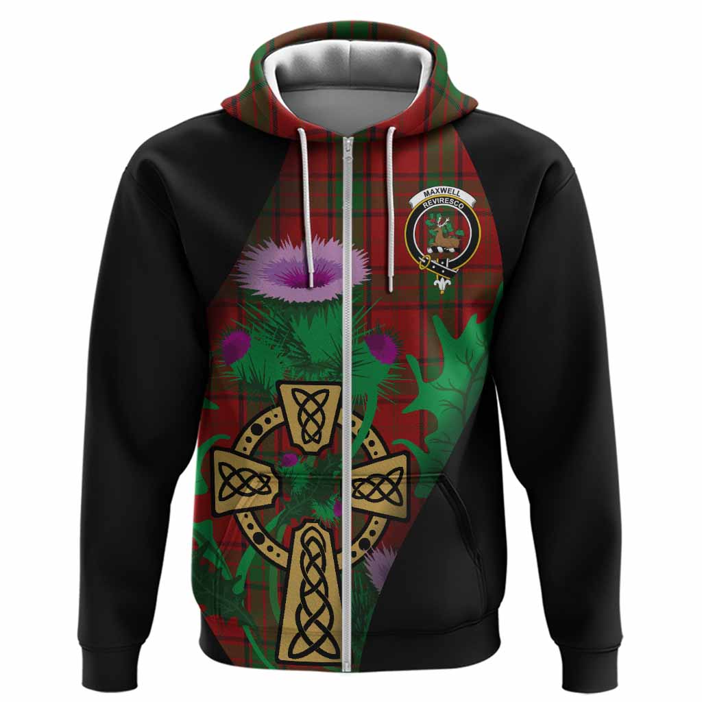 Maxwell Tartan Crest Hoodie Celtic Cross Thistle Flowers