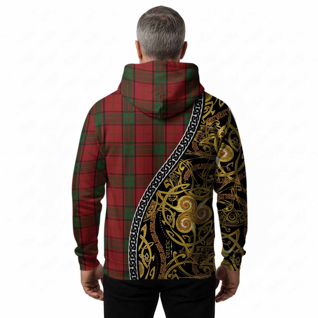 Maxwell Tartan Crest Hoodie Celtic Knot and Triple Trickle Spiral Symbols