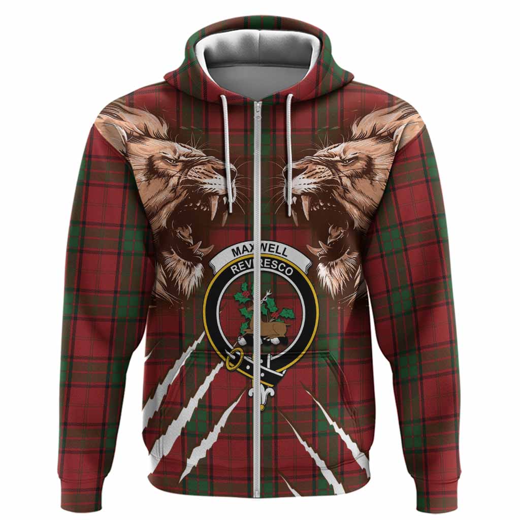 Maxwell Tartan Crest Hoodie Ferocious Lion Style