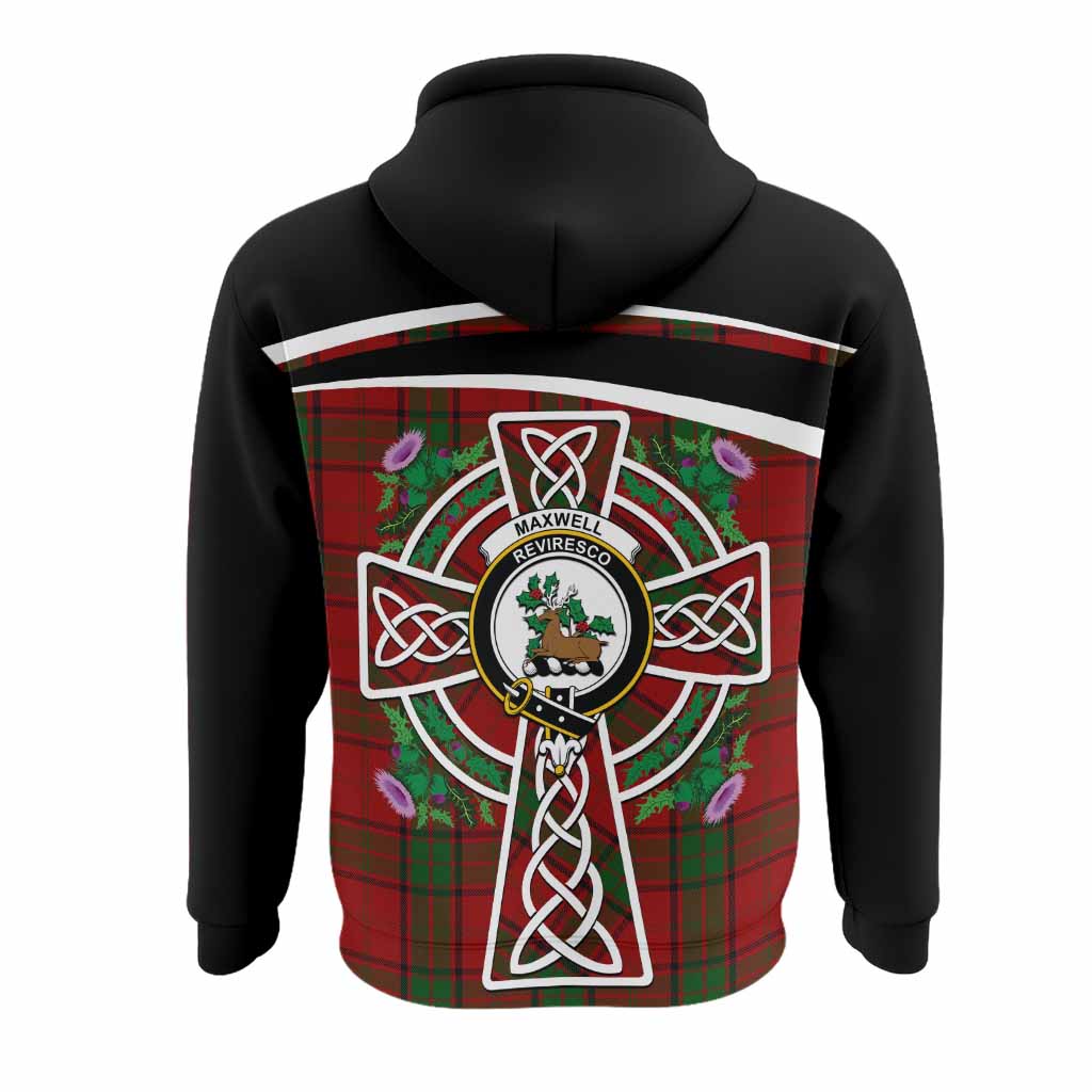 Maxwell Tartan Crest Hoodie Scottish Thistle Celtic Cross Alba Gu Brath