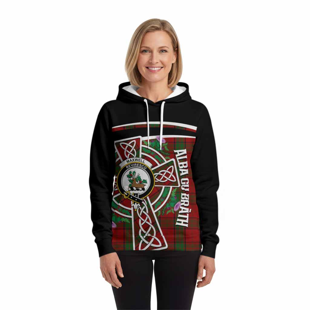 Maxwell Tartan Crest Hoodie Scottish Thistle Celtic Cross Alba Gu Brath