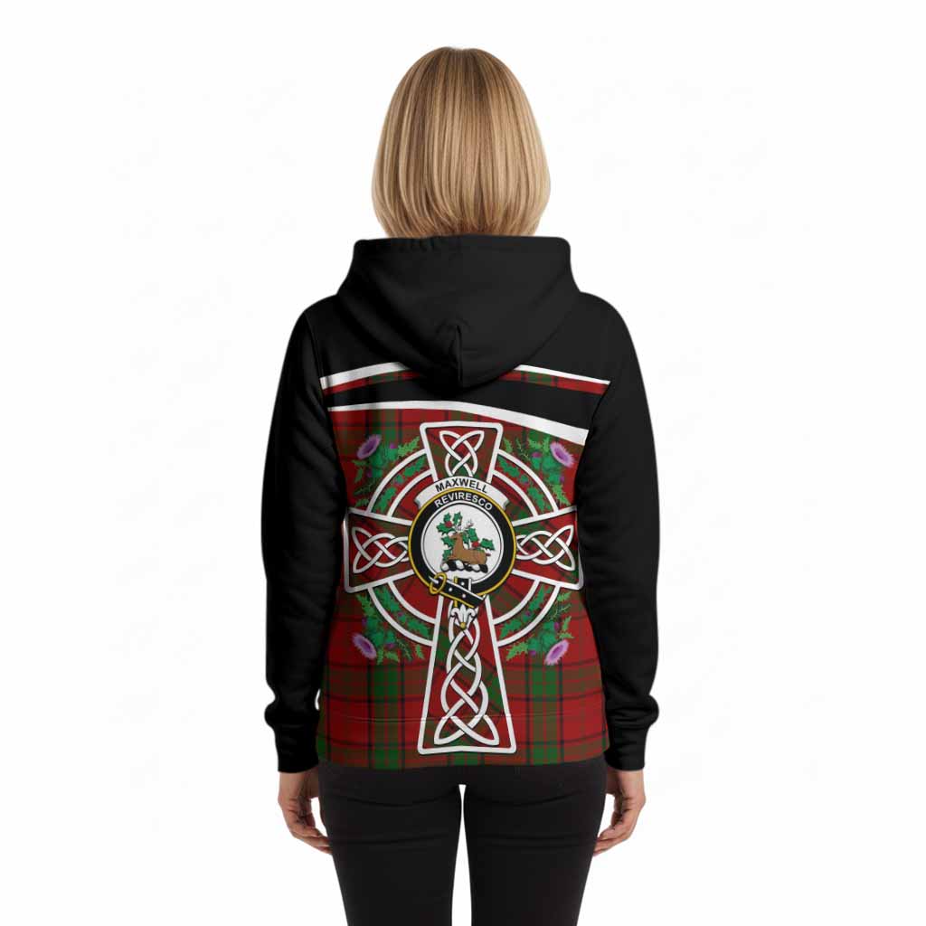 Maxwell Tartan Crest Hoodie Scottish Thistle Celtic Cross Alba Gu Brath