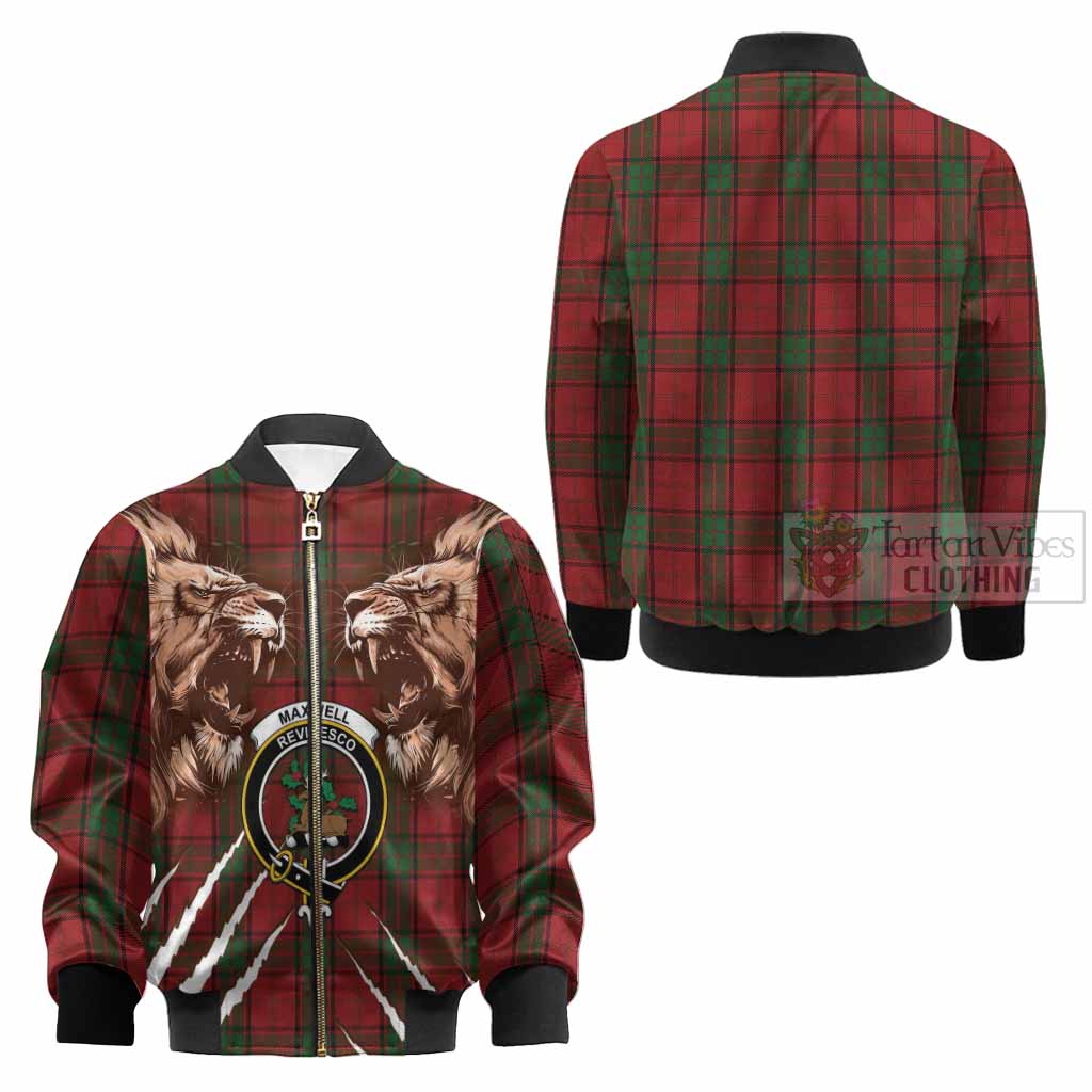 Maxwell Tartan Crest Kid Bomber Jacket Ferocious Lion Style - Tartan Vibes Clothing