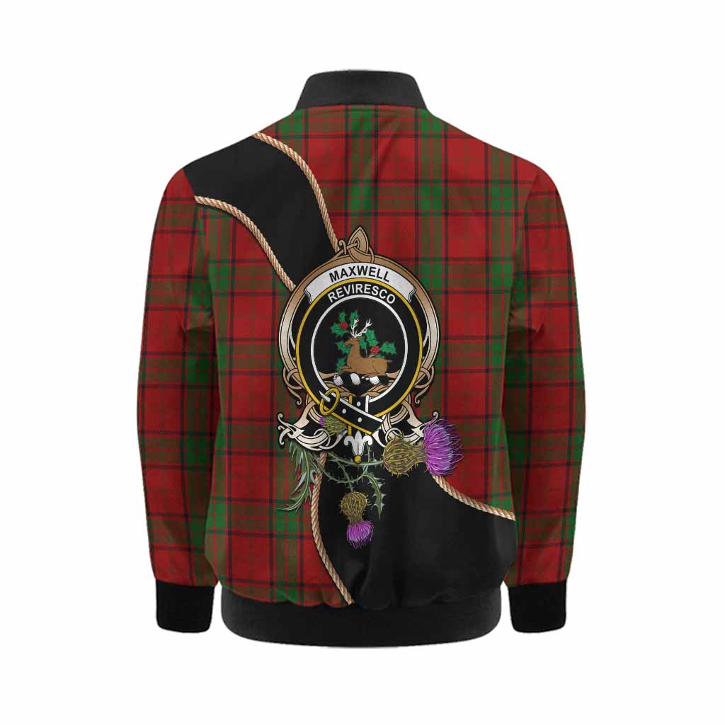 Maxwell Tartan Crest Kid Bomber Jacket Scottish Thistle Spirit Kid - Tartan Vibes Clothing