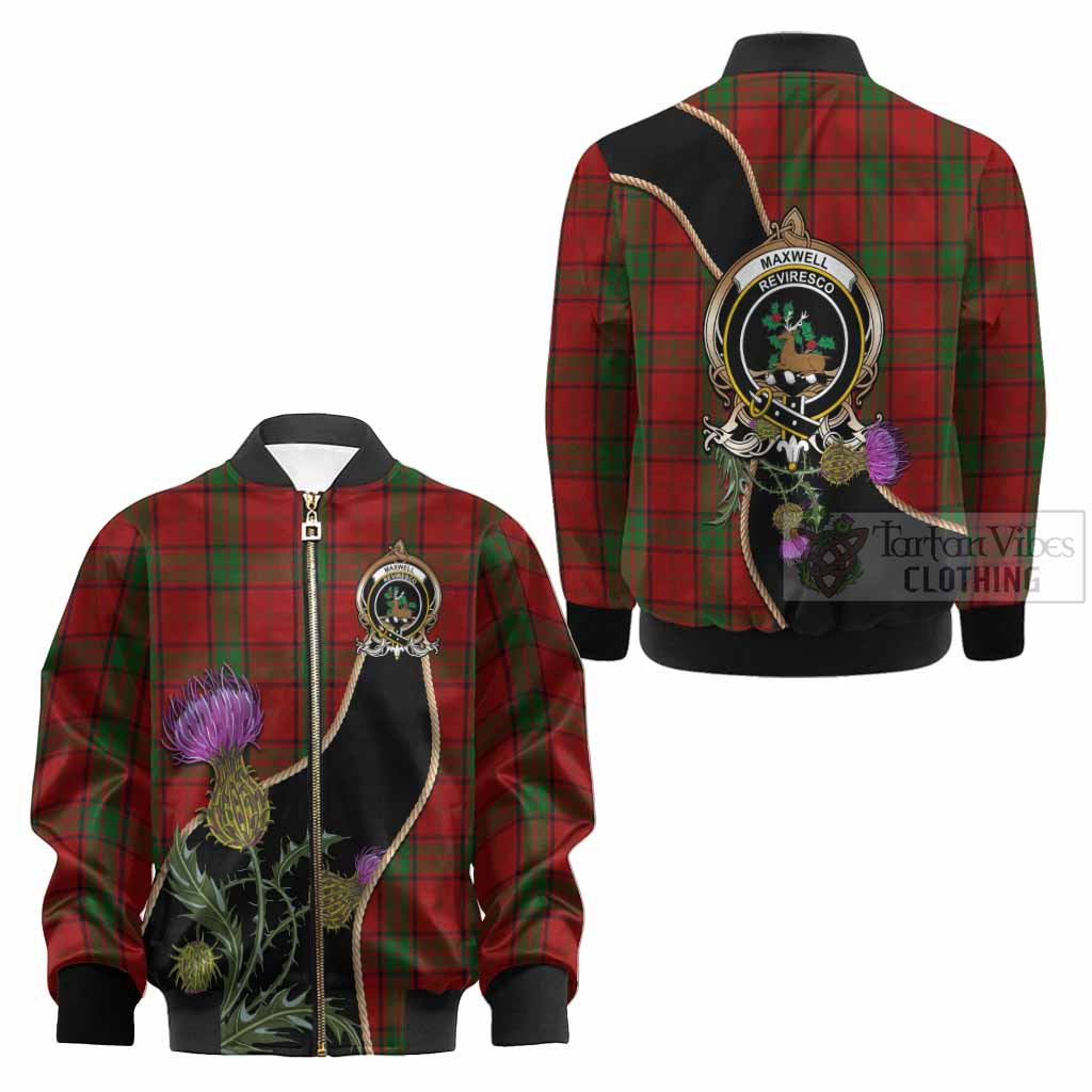 Maxwell Tartan Crest Kid Bomber Jacket Scottish Thistle Spirit - Tartan Vibes Clothing