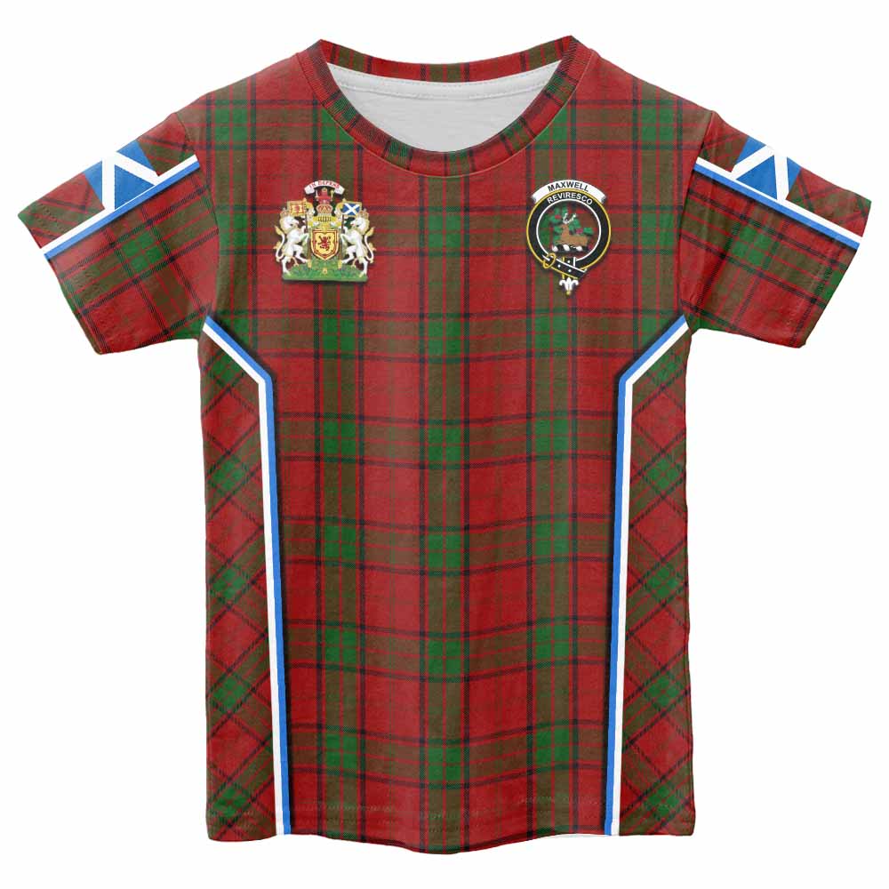 Maxwell Tartan Crest Kid T-shirt Scotland Coat of Arm Flag Style - Tartan Vibes Clothing