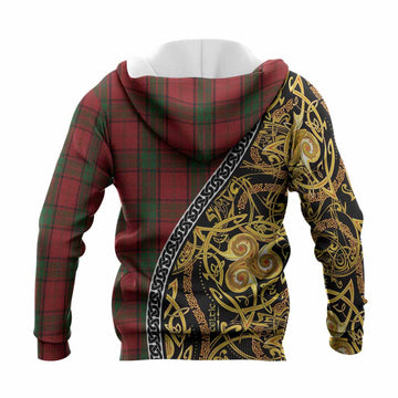 Maxwell Tartan Crest Knitted Hoodie Celtic Knot and Triple Trickle Spiral Symbols