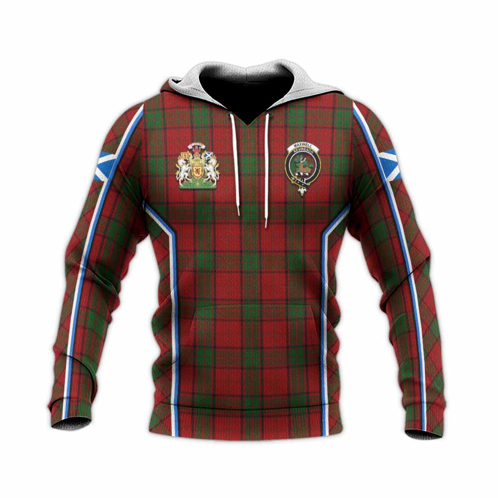 Maxwell Tartan Crest Knitted Hoodie Scotland Coat of Arm Flag Style - Tartan Vibes Clothing