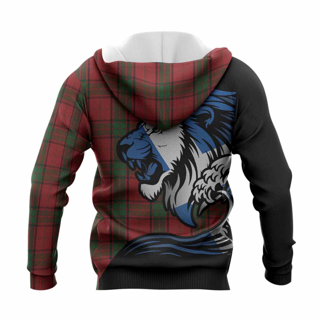 Maxwell Tartan Crest Knitted Hoodie Scottish Golden Lions Wave Flow