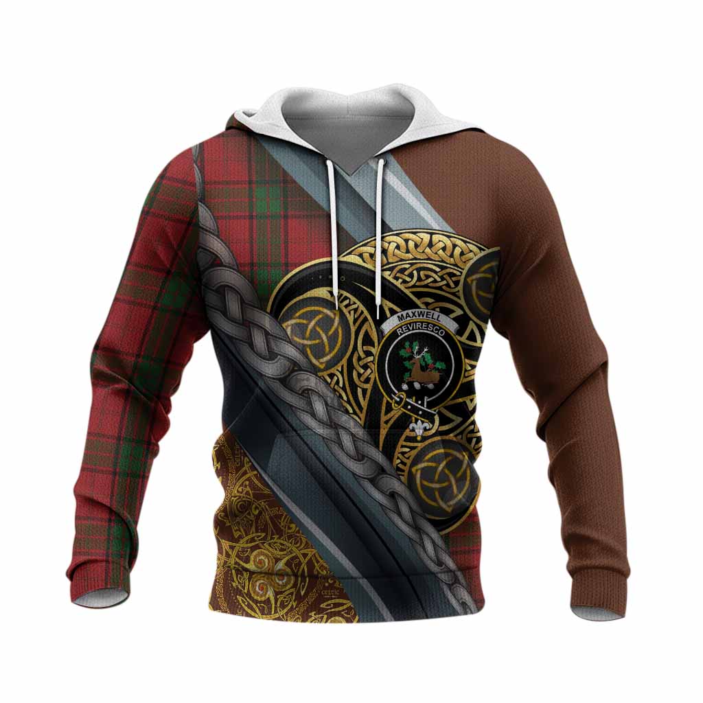 Maxwell Tartan Crest Knitted Hoodie Scottish Triskele Celtic