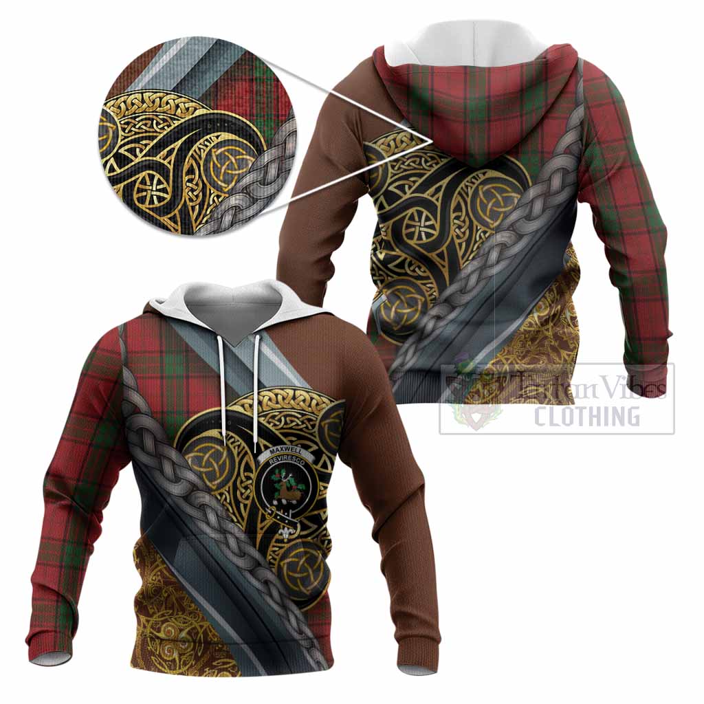 Maxwell Tartan Crest Knitted Hoodie Scottish Triskele Celtic