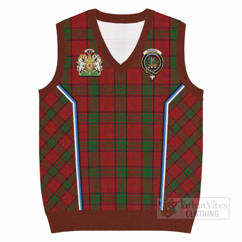 Maxwell Tartan Crest Knitted V-Neck Vest Scotland Coat of Arm Flag Style - Tartan Vibes Clothing