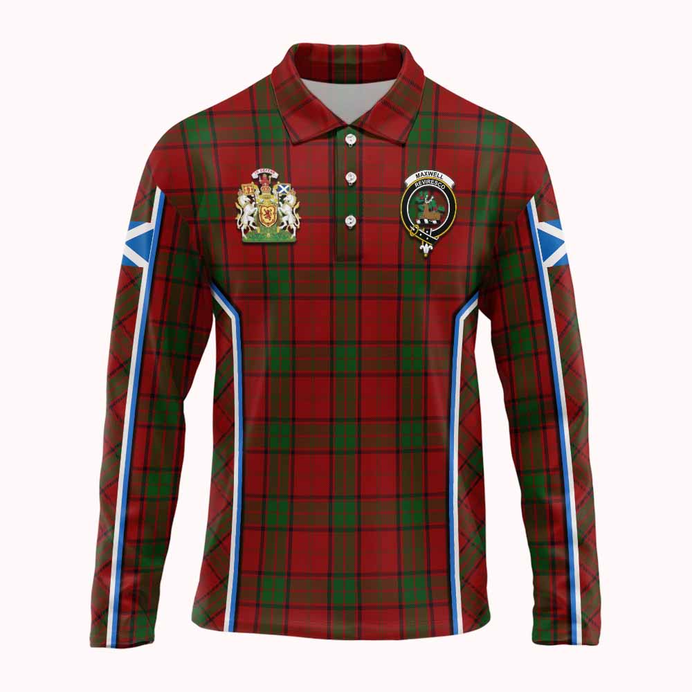 Maxwell Tartan Crest Long Sleeve Polo Shirt Scotland Coat of Arm Flag Style - Tartan Vibes Clothing