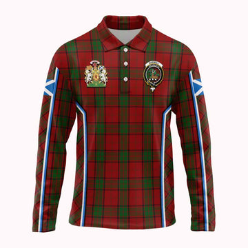 Maxwell Tartan Crest Long Sleeve Polo Shirt Scotland Coat of Arm Flag Style