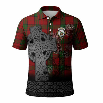 Maxwell Tartan Crest Polo Shirt Grunge Celtic Cross Scottish Thistle