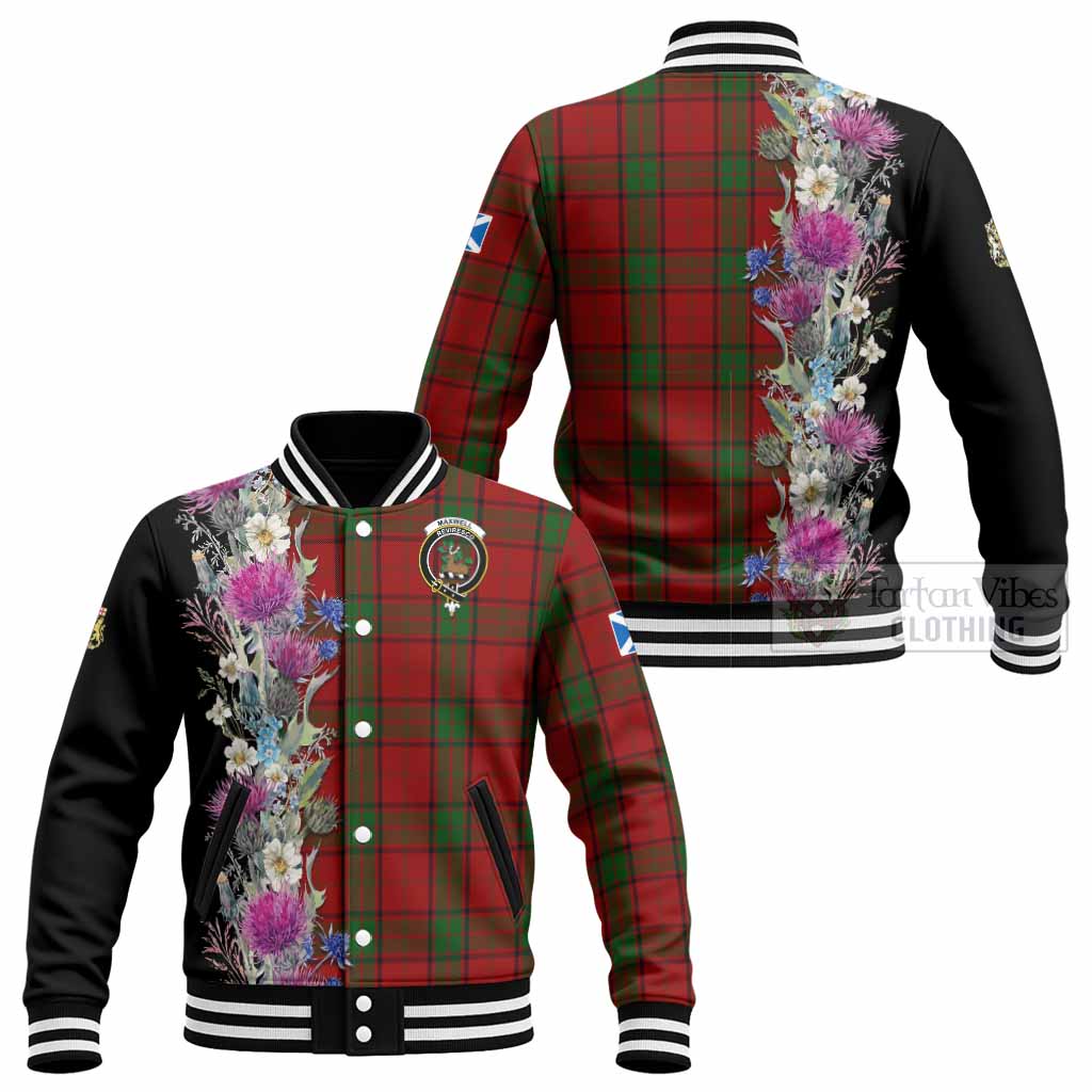 Maxwell Tartan Crest Thistle Floral Baseball Jacket - Tartan Vibes Clothing