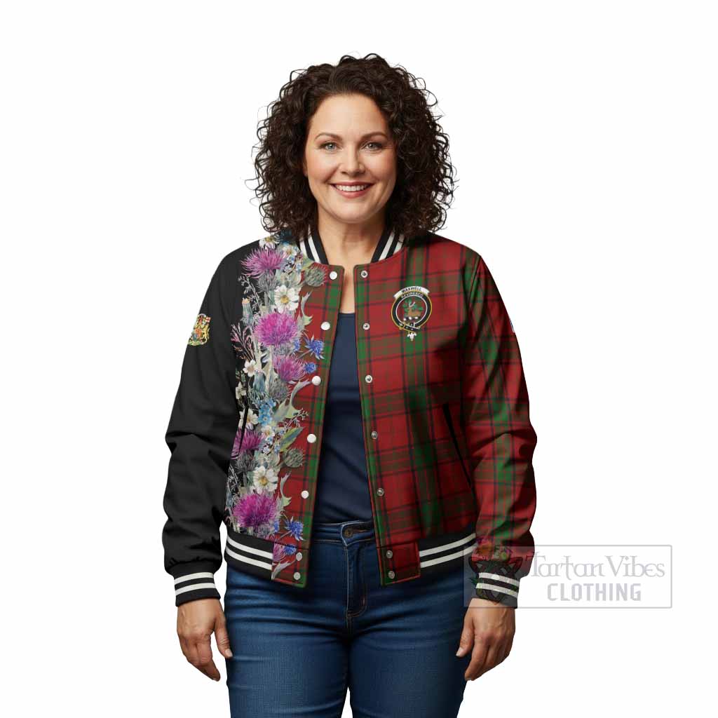 Maxwell Tartan Crest Thistle Floral Baseball Jacket - Tartan Vibes Clothing