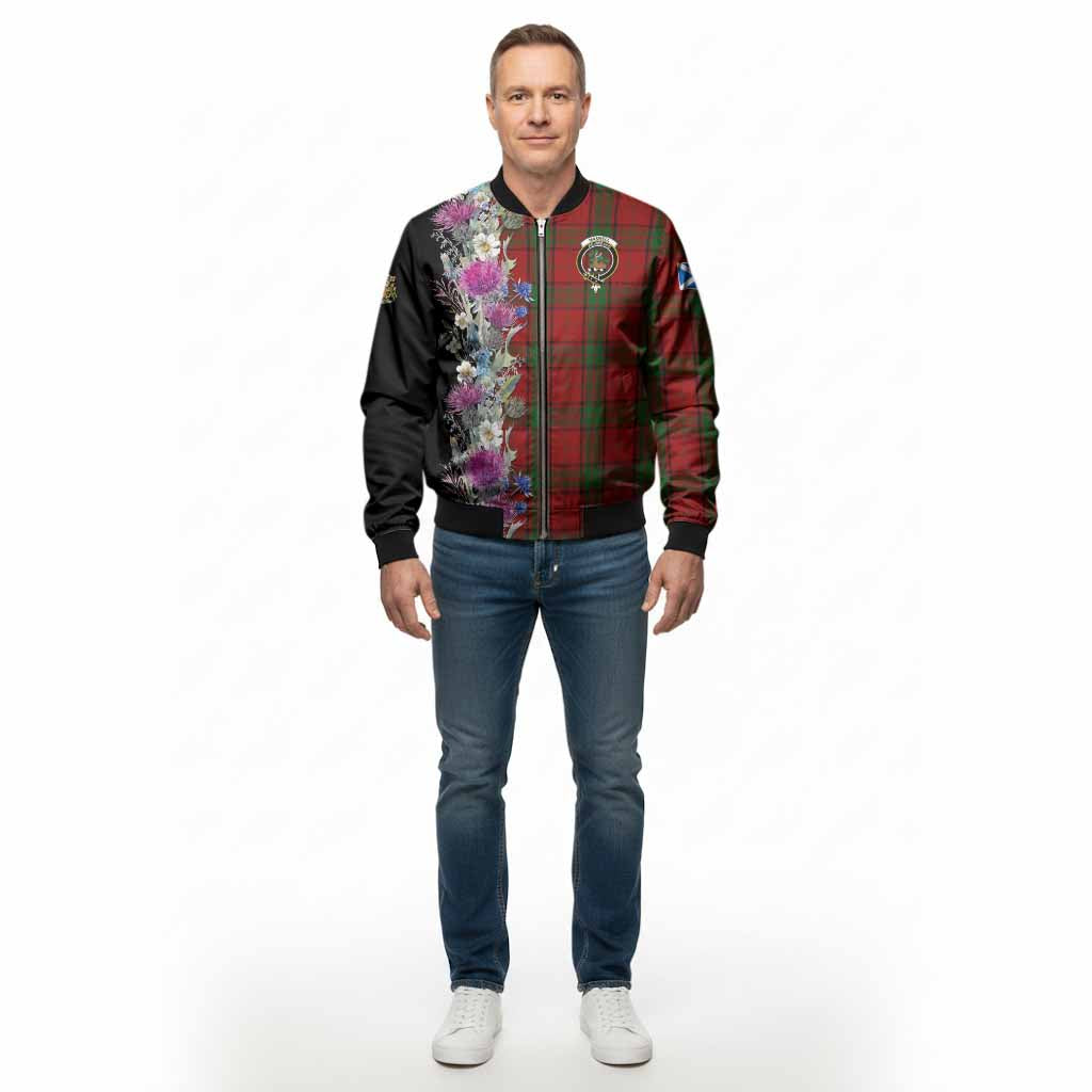 Maxwell Tartan Crest Thistle Floral Bomber Jacket - Tartan Vibes Clothing